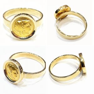 Χρυσό δαχτυλίδι με Αθηνά