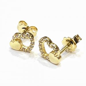 Χρυσά σκουλαρίκια διπλές καρδούλες