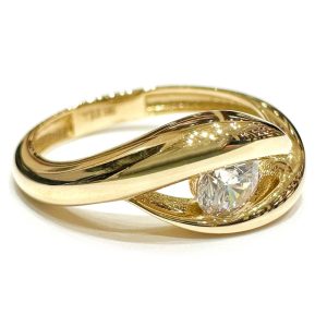 Χρυσό μονόπετρο δαχτυλίδι με μοντέρνα βάση