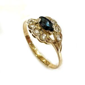 Χρυσό γυναικείο δαχτυλίδι με μαύρη πέτρα