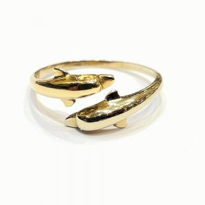 Χρυσό δαχτυλίδι με δύο δελφίνια