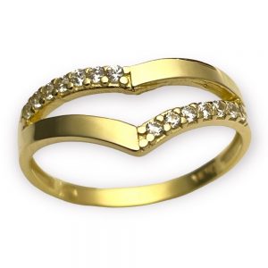 Χρυσό δαχτυλίδι με λευκές πέτρες ΔΧΜ154