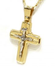 Χρυσός αντρικός σταυρός με εσταυρωμένο