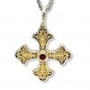Ασημόχρυσος βυζαντινός σταυρός με ρουμπίνι