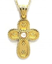 Βυζαντινός χρυσός σταυρός με μαργαριτάρι