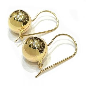 Χρυσά κρεμαστά σκουλαρίκια μπίλιες 10 mm