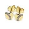 Χρυσά σκουλαρίκια καρδούλες με πέτρες