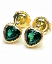 Χρυσά "καρφωτά" σκουλαρίκια πράσινες καρδούλες