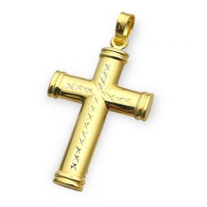 Χρυσός σταυρός με σκαλίσματα ΣΤΛ25