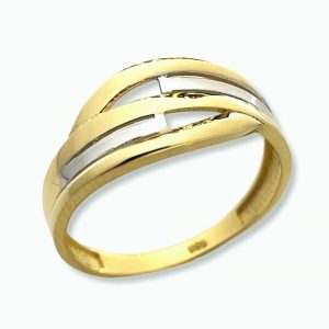 Χρυσό δίχρωμο δαχτυλίδι χωρίς πέτρες