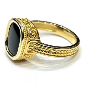 Αντρικό βυζαντινό δαχτυλίδι με μαύρη πέτρα