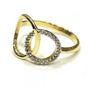 Χρυσό μοντέρνο δαχτυλίδι δυο κύκλοι