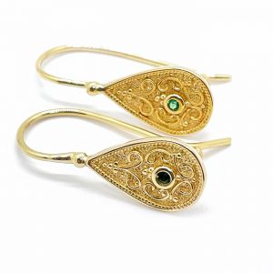Βυζαντινά σκουλαρίκια με πράσινες πέτρες