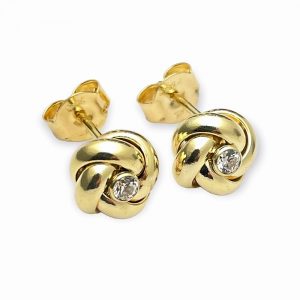 Χρυσά σκουλαρίκια κόμποι με πέτρες
