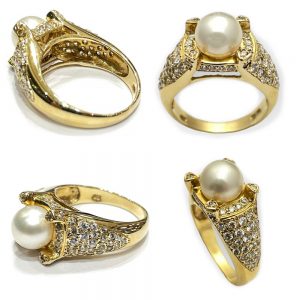 Χρυσό γυναικείο δαχτυλίδι με μαργαριτάρι