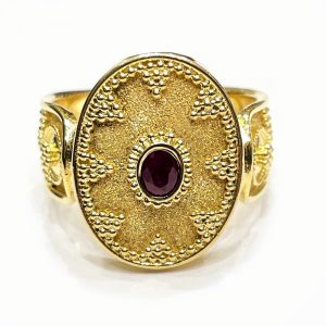 Βυζαντινό χειροποίητο δαχτυλίδι με ρουμπίνι