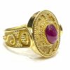 Χρυσό βυζαντινό δαχτυλίδι 18Κ με ρουμπίνι
