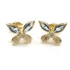 Παιδικά χρυσά σκουλαρίκια πεταλούδες με σιελ πέτρες