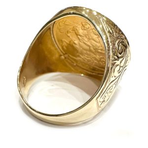 Χρυσό δαχτυλίδι θήκη για λίρα