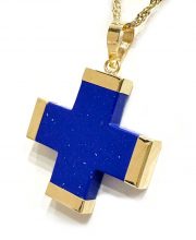 Τετράγωνος σταυρός με μπλε λαπις μεγάλος