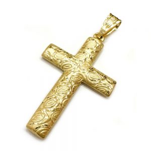 Χρυσός σκαλιστός σταυρός δύο όψεων