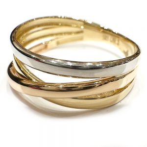 Χρυσό τρίχρωμο γυναικείο δαχτυλίδι