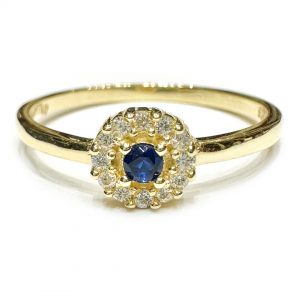 Χρυσό δαχτυλίδι μικρή μπλε ροζέτα