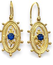 Βυζαντινά σκουλαρίκια με μπλε πέτρες