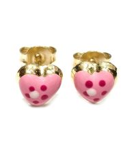 Παιδικά σκουλαρίκια ροζ καρδούλες με σμάλτο