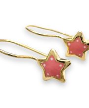 Χρυσά παιδικά σκουλαρίκια ροζ αστεράκια