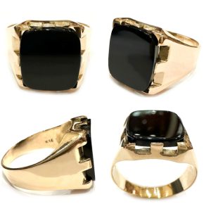 Χρυσό ανδρικό δαχτυλίδι με μαύρο όνυχα