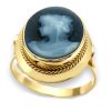 Χρυσό οβάλ δαχτυλίδι με μπλε καμέο