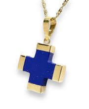 Τετράγωνος σταυρός με μπλε λαπις μικρός
