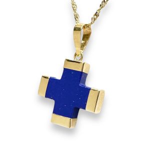 Τετράγωνος σταυρός με μπλε λαπις μικρός