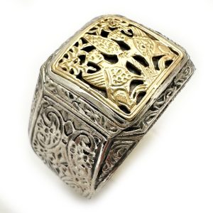Ασημόχρυσο δαχτυλίδι με βυζαντινή παράσταση
