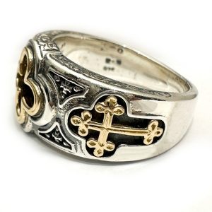Ασημόχρυσο δαχτυλίδι με χρυσό σταυρό