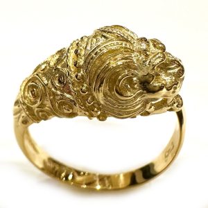 Χρυσό δαχτυλίδι με λιοντάρι