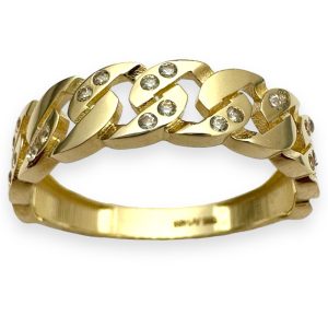 Χρυσό πλεκτό δαχτυλίδι με πέτρες