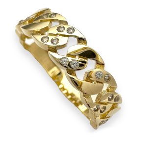 Χρυσό πλεκτό δαχτυλίδι με πέτρες
