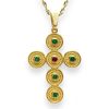Χρυσός βυζαντινός σταυρός με χρωματιστές πέτρες