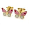 Χρυσά παιδικά σκουλαρίκια ροζ πεταλούδες