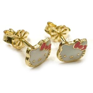 Χρυσά παιδικά σκουλαρίκια "hello kitty"