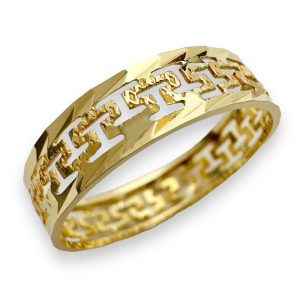 Χρυσό δαχτυλίδι με ανάγλυφο μαίανδρο