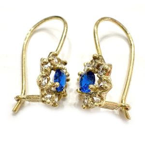 Κρεμαστά σκουλαρίκια ροζέτες με μπλε πέτρες